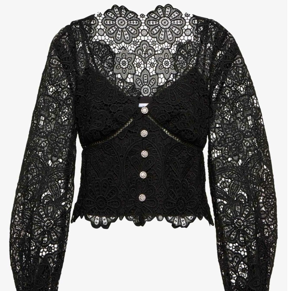 NWT Self-Portrait Embellished lace blouse